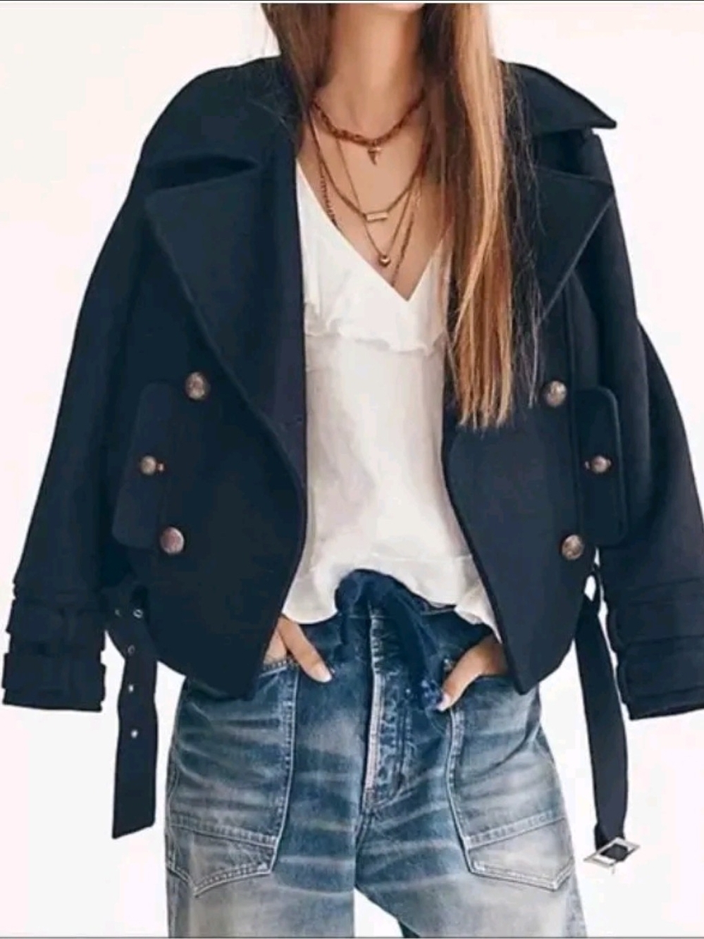$348|FREE PEOPLE CECILIA PEACOAT| Sz.XS (Oversized)